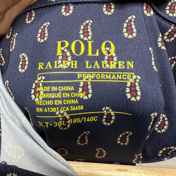 Polo Ralph Lauren Performance Mens 3LT Navy Blue Paisley Stretch Golf Polo Shirt - Picture 7 of 8